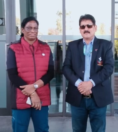 Chandigarh’s Chef de Mission Rajiv Sharma, interacting with  Dr. P.T. Usha, President of the Indian Olympic Association