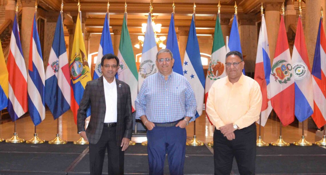 Indiana Secretary of State Diego Morales felicitates A.M Punchhi