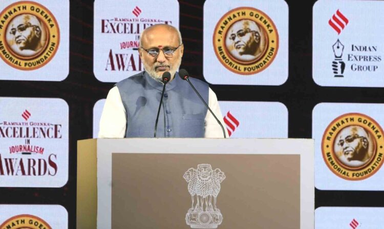 V-P Radhakrishnan Honors Ramnath Goenka’s Legacy at Journalism Awards