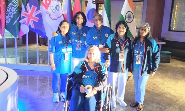 Indian Women " A" team ( Varalakshmi Periasamy,Sumathi Iyer, Ameeta Raythatha, Vasanti Shah, Asha Sharma and Puja Batra : not in order) which reached the semi final of the Women event in 5th Asia Cup Bridge Championship