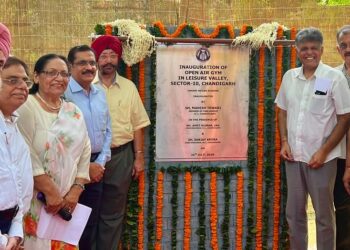 Chandigarh MP Manish Tewari Inaugurates Open-Air Gym at Sector 10 Leisure Valley